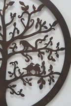 Tree of Life Metal Hanging Wall Art 60 cm Round Rustic Sculpture Home Garden