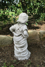 BOY IN A POTATO SACK WITH OVERALLS ON GARDEN STATUE ORNAMENT FIGURINE CHILDREN