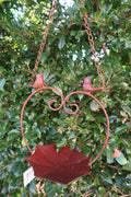 Wild Bird Feeder With Two Birds Native Garden Outdoor Metal Hanging Design Silve