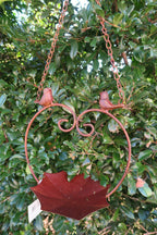 Wild Bird Feeder With Two Birds Native Garden Outdoor Metal Hanging Design Silve