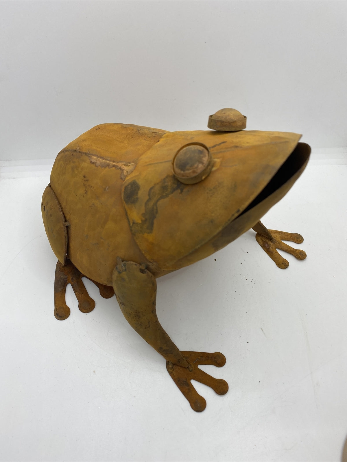 Rusty Metal Frog Garden Decor Statue Ornament Decor Large Brown