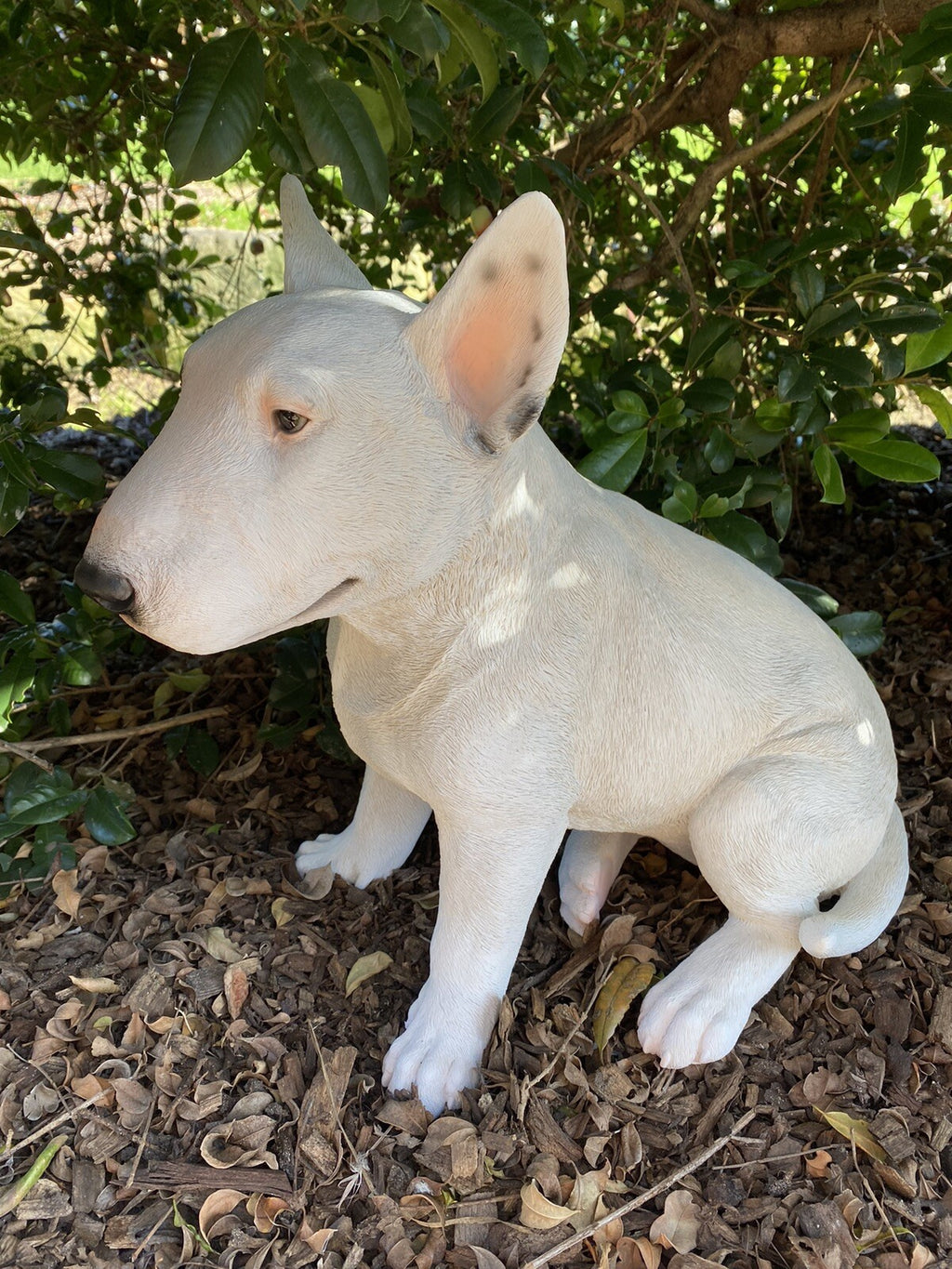 BULL TERRIER SITTING DOG ANIMAL GARDEN STATUE ORNAMENT FIGURINE LARGE