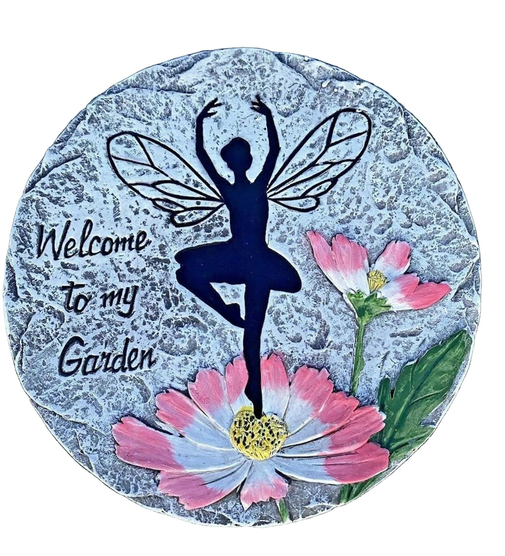 Welcome To My Garden Fairy Cement Garden Path Stepping Stone Ornament Sign 25cm