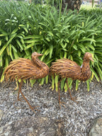 Set of 2 Rustic Metal Emu Garden Statues | Australian Outdoor Garden Ornaments