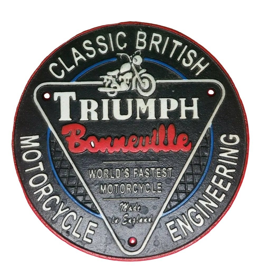 Triumph Bonneville Motorcycle Cast Iron Sign Retro Man Cave
