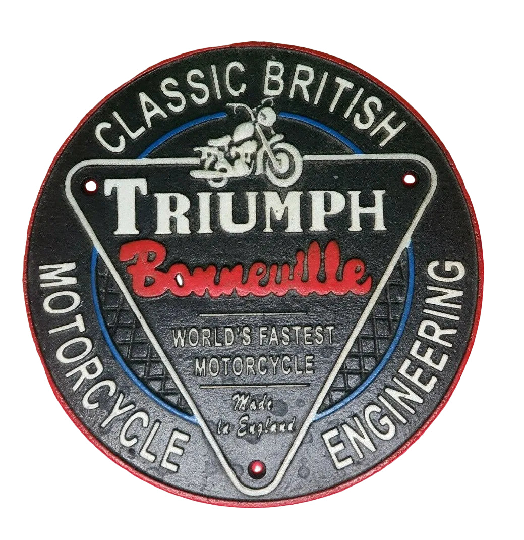 Triumph Bonneville Motorcycle Cast Iron Sign Retro Man Cave