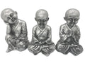 Monk Buddha Statue Sitting Ornaments Figurine Silver 18 cm high Set of 3