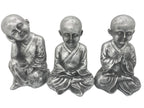 Monk Buddha Statue Sitting Ornaments Figurine Silver 18 cm high Set of 3