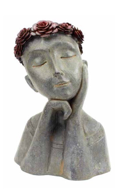 FLOWER GIRL PLANTER SUCCULENT LADY FACE POT PLANTERS GARDEN PLANT FEATURE