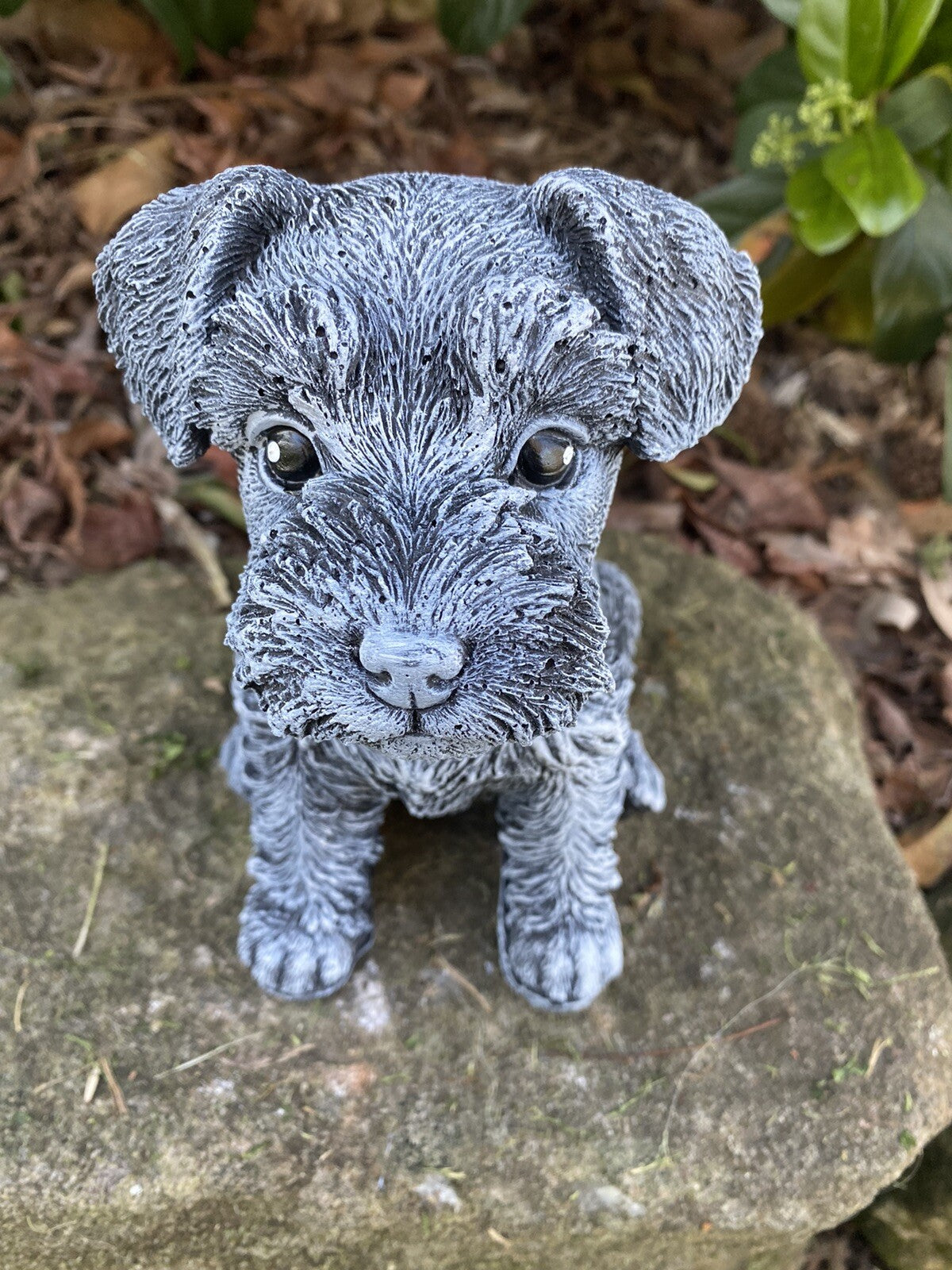 Concrete schnauzer garden statues front view outdoor cement dog ornament