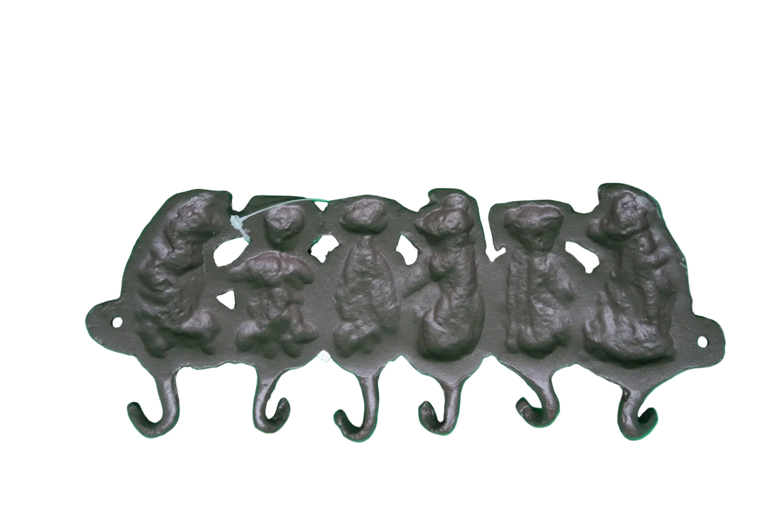 Rustic Pig Piggy Piglets 6 Hook Cast Iron Metal Key Hook Holder