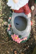 GNOME WELCOME PLANT POT PLANTER FLOWERS LADBUG WAVING GARDEN DECOR