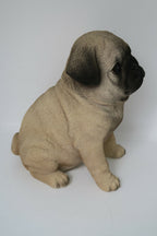MINI PUG  DOG SITTING ANIMAL GARDEN MEMOERIAL STATUE ORNAMENT FIGURINE GIFT