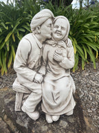Grandpa Giving Grandma A Kiss Garden Statue Figurine Sculpture Ornament