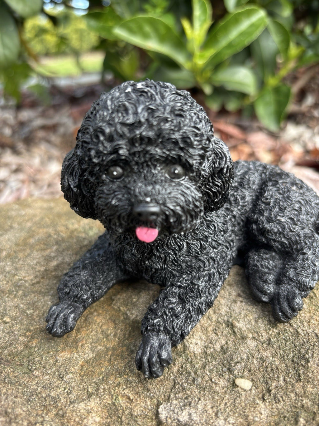 CAVOODLE SPOODLE POODLE STATUE BLACK PUPPY DOG ANIMAL GARDEN ORNAMENT SCULPTURE