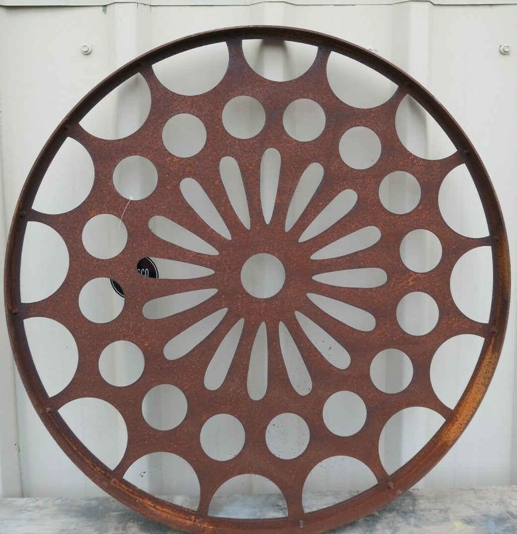 Metal Disc Circle Hanging Wall Art 60 cm Round Rustic Home Outdoor Garden