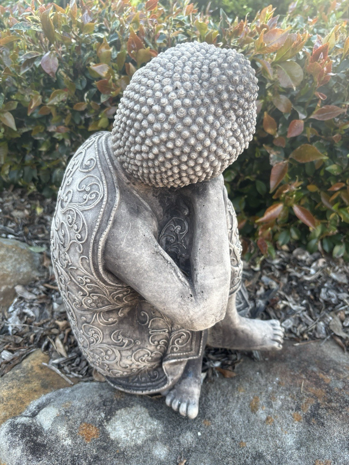 Concrete Buddha Garden Statue | Peaceful Sitting Buddha Outdoor Ornament