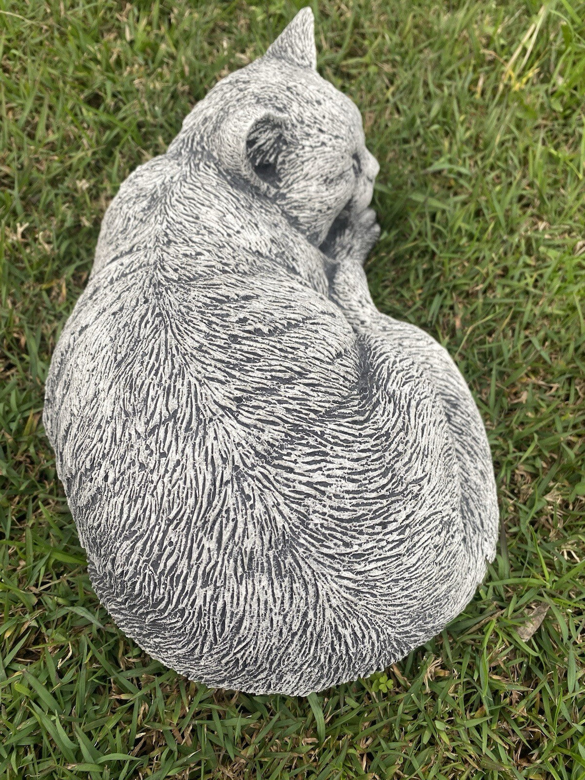 Grey Cat Statue Memorial Sleeping Kitten Animal Concrete Australian Made