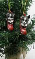 2 x Black & White Cat Kitten Christmas Xmas Tree Decoration Statue Home Decor