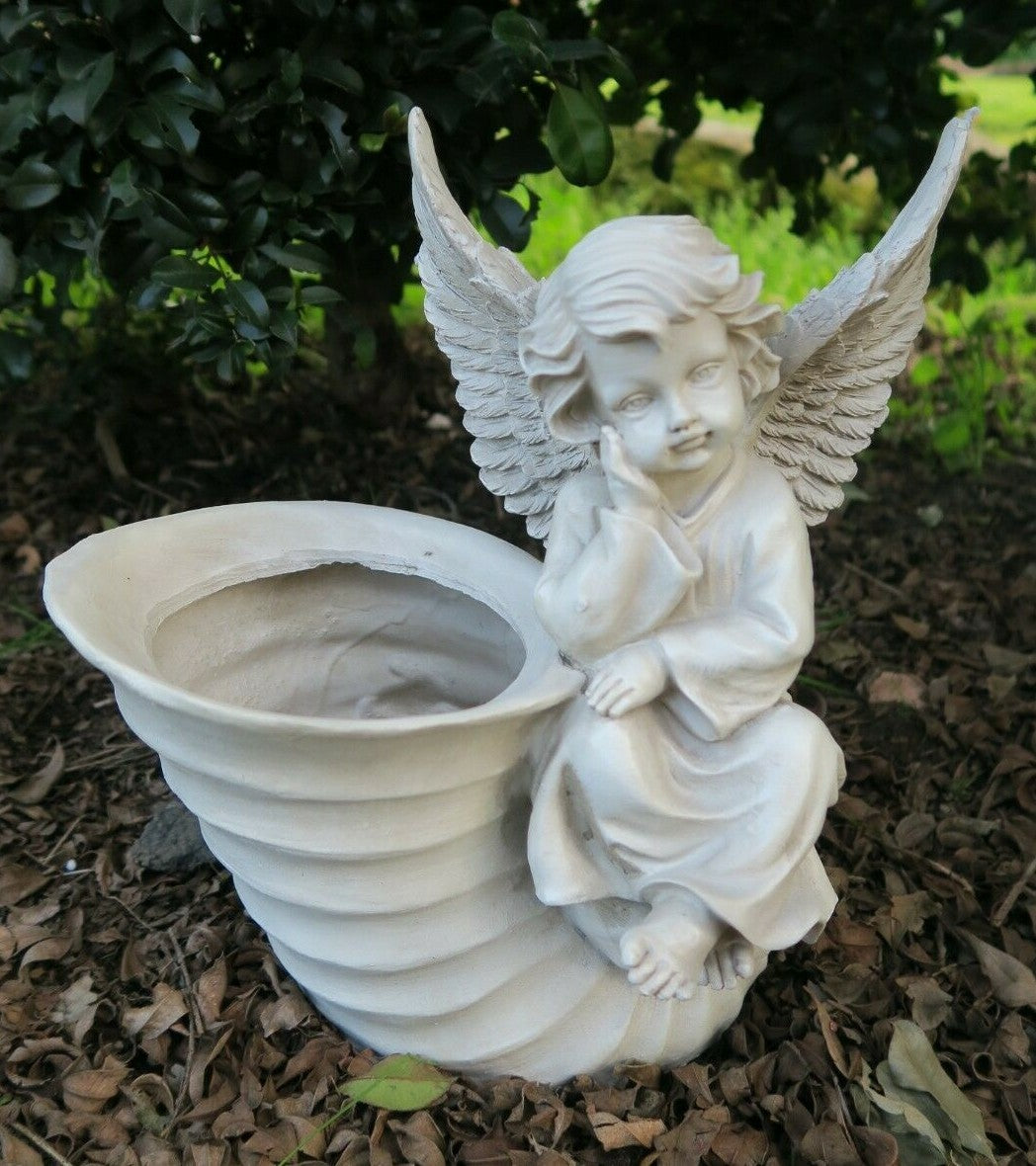 Angel Seashell Pot Plant planter Statue Ornament Home Decor 32cm A