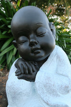 Monk Statue Sitting Garden Ornaments With White Robe 27 cm high