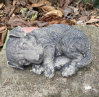 Sleeping Jack Russell Dog Statue - Concrete Garden Ornament