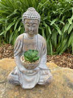 Meditating Buddha Holding Succulent Statue Ornament Figurine Home Décor 38CM