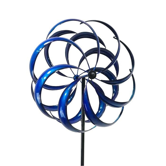 Kaleidoscope Metal Windmill Wind Spinner Blue Colour Yard Garden Décor 210cm