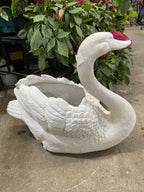 Swan Planter Pot Plant Garden Sculpture Statue White Hamptons Large White