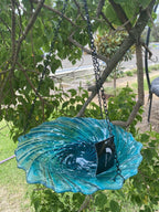 Hanging Glass Bird Feeder | Decorative Outdoor Wild Bird Feeder with Chain
