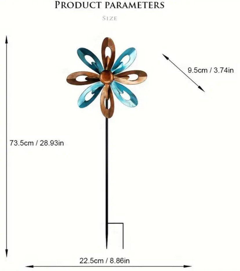 Metal Wind Spinner Garden Stake Outdoor Yard Art Ornament Home Decoration