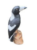 Magpie on Stump Bird Statue Ornament Animal Concrete Garden Australian Made Blk
