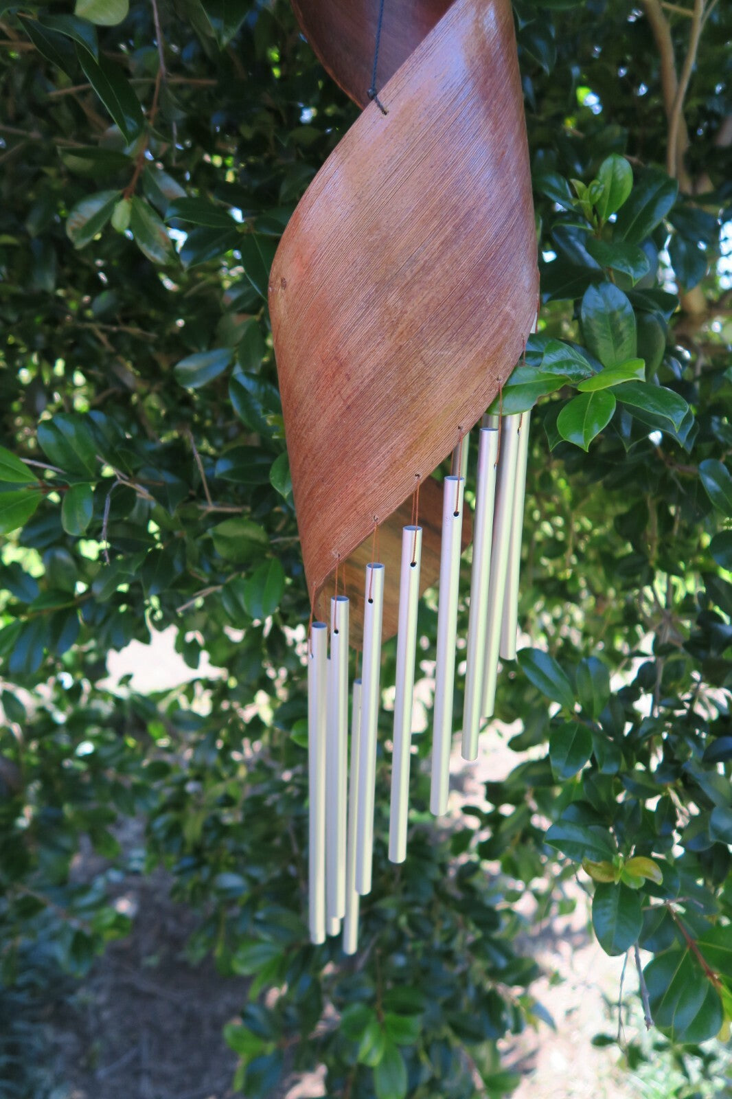 Bamboo Wind chimes Garden windchime wind chime Swirly made from Bamboo Leaf