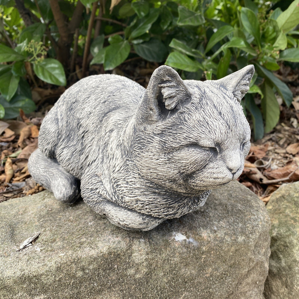 Cat Statue Memorial Sleeping Grey Animal Concrete Cement Australian Made