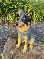 BLUE CATTLE DOG HEELER STATUE PUPPY MEMORIAL ANIMAL GARDEN ORNAMENT FIGURINE