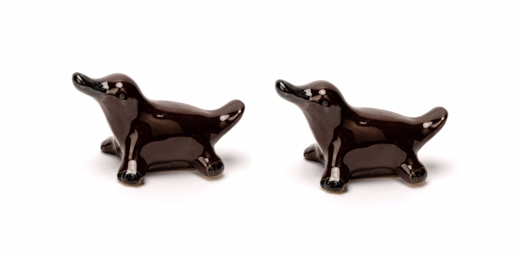 Floating Porcelain Platypus Pond Aquarium Garden Ornament Brown Set of 2