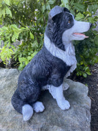 Border Collie Sitting Statue Working Sheepdog Ornament Memorial Home Decor 36CM