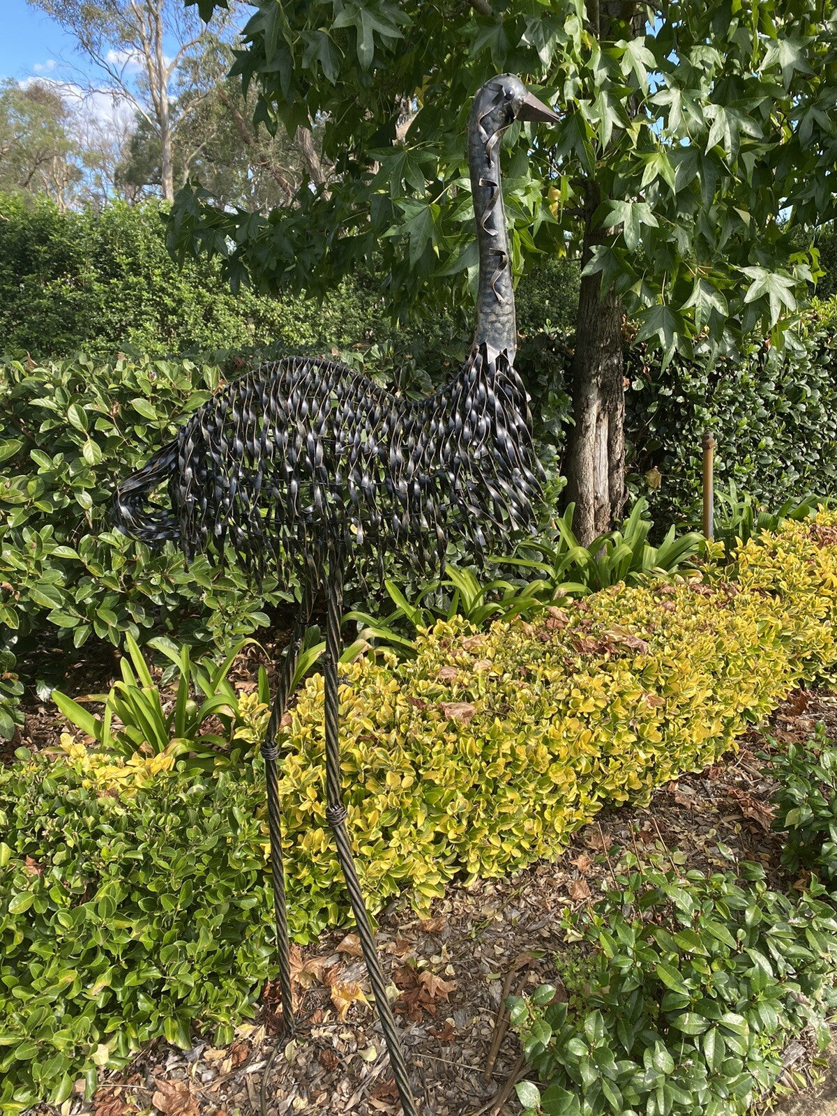 Metal Australian Emu Garden Ornament Bird Sculpture Statue Black 92cm