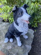 Border Collie Sitting Statue Working Sheepdog Ornament Memorial Home Decor 36CM