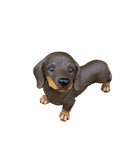 DACHSHUND SAUSAGE DOG MEMORIAL PUPPY ANIMAL GARDEN ORNAMENT BROWN 22cm