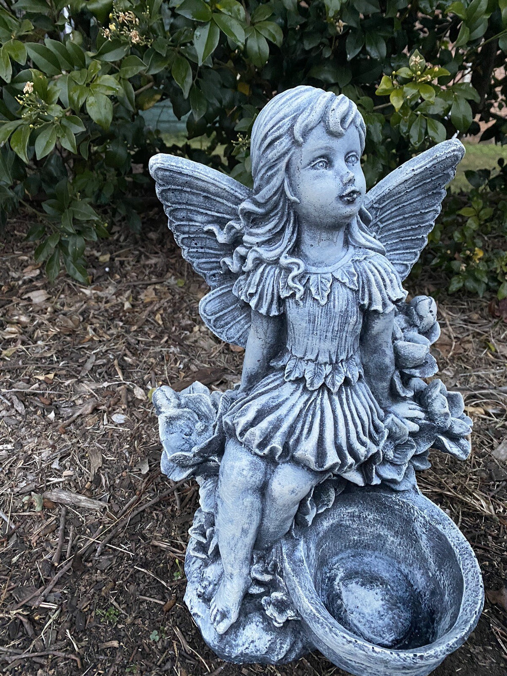 Fairy Bird Feeder Statue Ornament Animal Concrete Cement Garden Australian Made