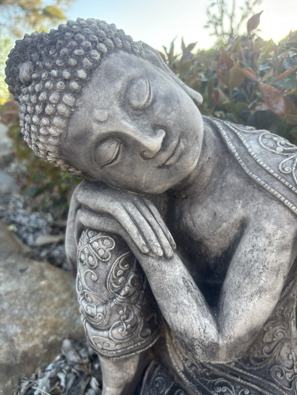 Concrete Buddha Garden Statue | Peaceful Sitting Buddha Outdoor Ornament