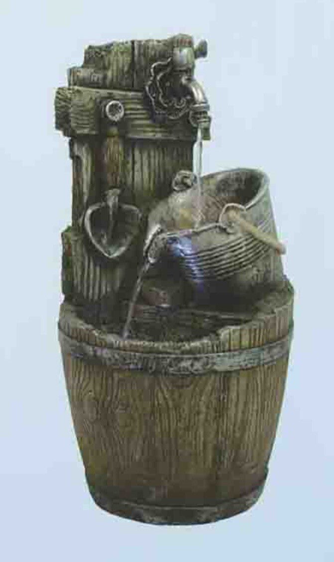 COURTYARD TAP BUCKET WATER FEATURE FOUNTAIN INDOOR OUTDOOR BENCH TOP HOME DECOR
