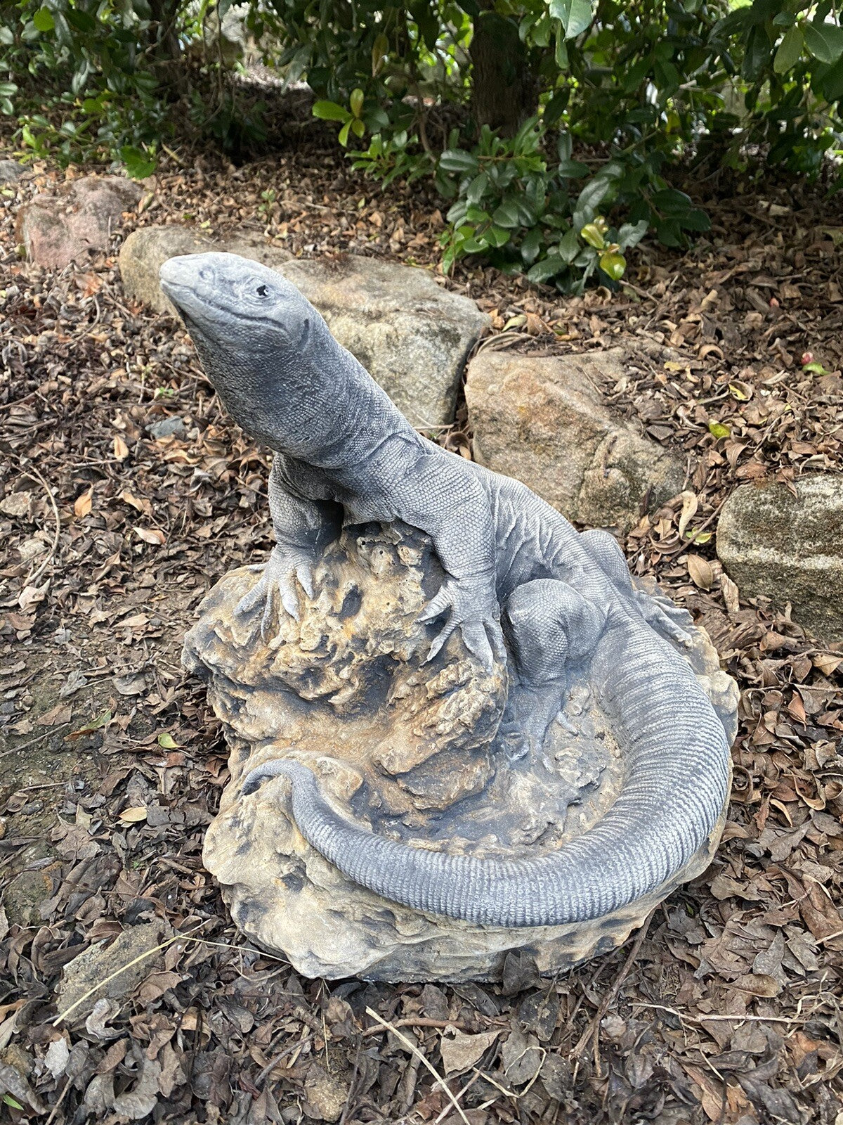 Goanna Basking Lizard tatue Ornament Animal Concrete Garden Australian Made