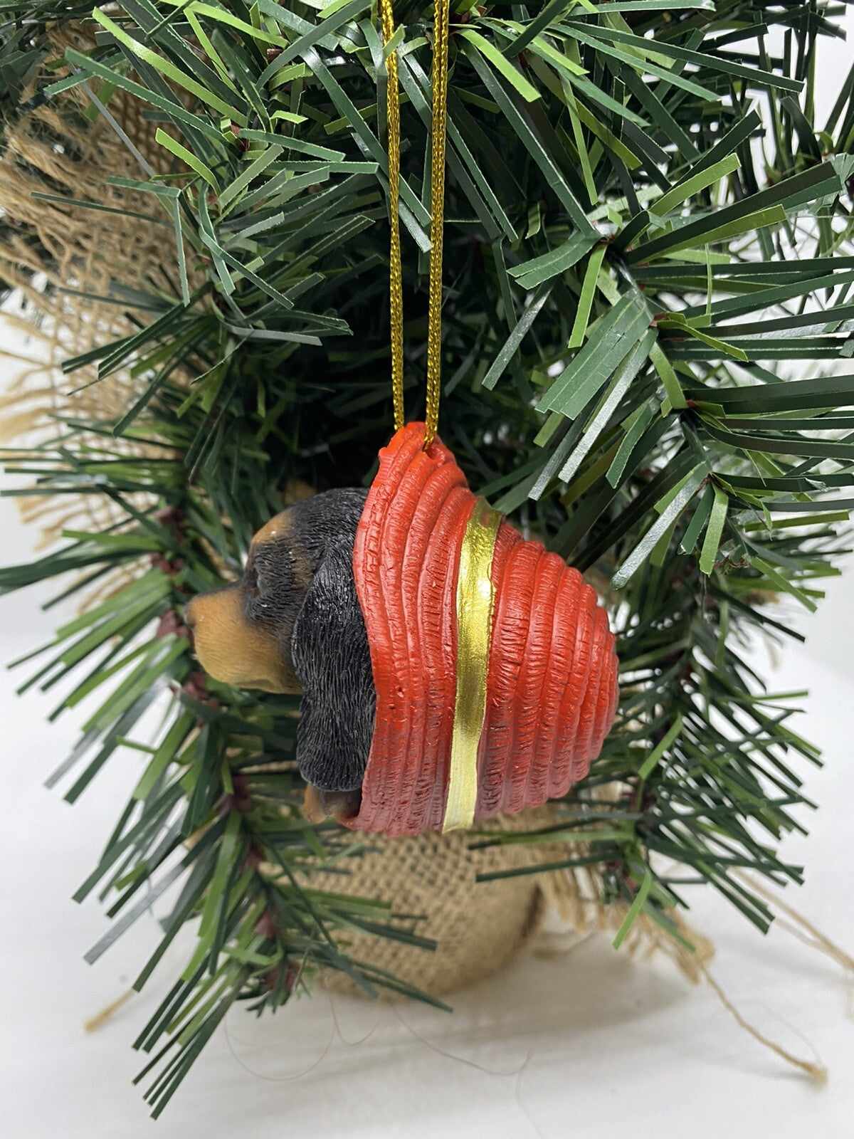 2 x Dachshund Sausage Dog Puppy Christmas Xmas Tree Decoration Statue Black