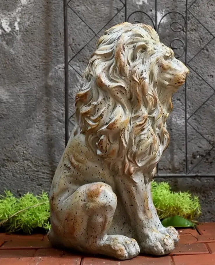 Lion Statue Guardian Garden Ornament Sculpture Chinese Feng Shu Antique 53cm