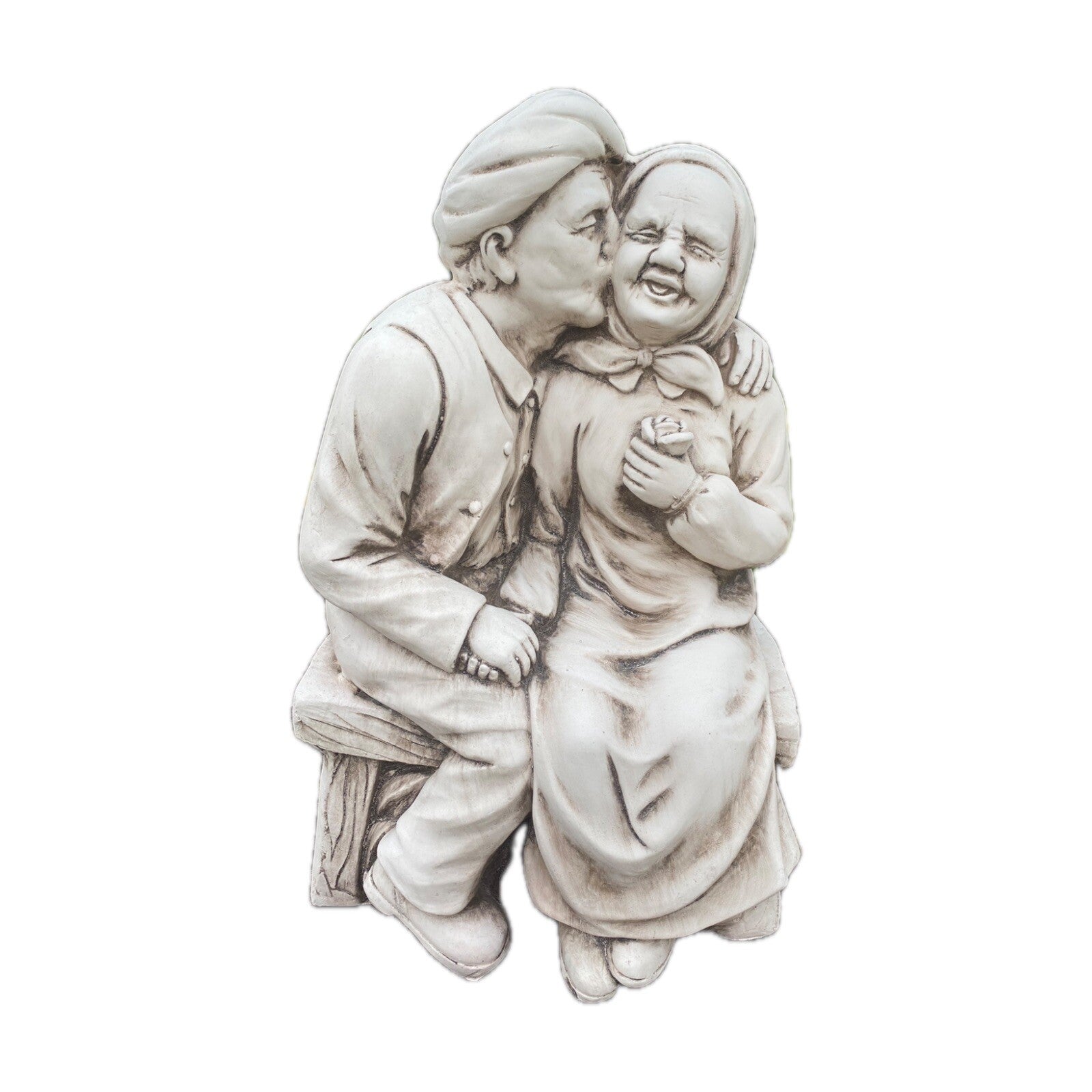 Grandpa Giving Grandma A Kiss Garden Statue Figurine Sculpture Ornament