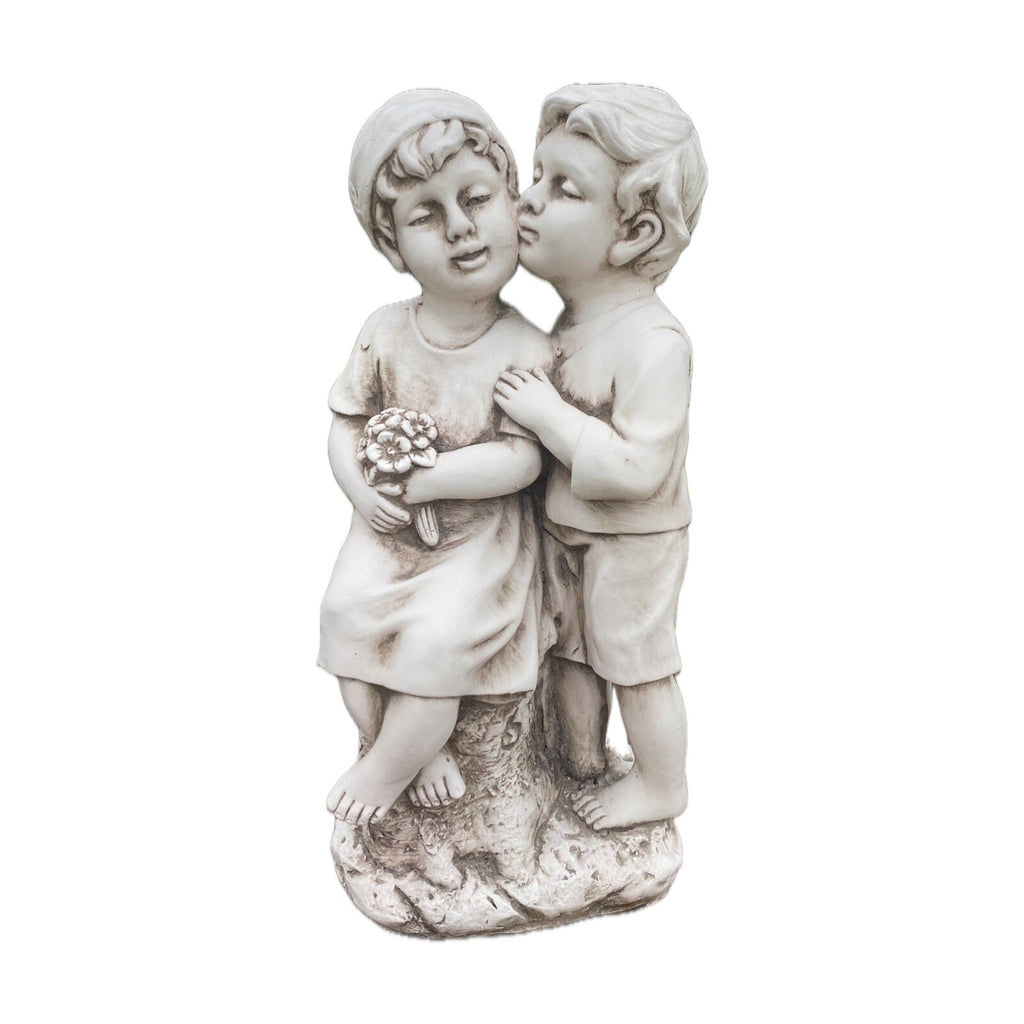 Boy And Girl Sharing A Kiss Garden Statue