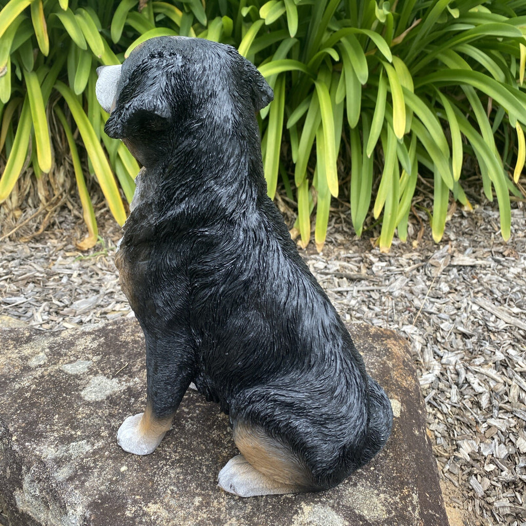 BERNESE MOUNTIAN SITTING DOG PUPPY GARDEN STATUE ORNAMENT MEMORIAL