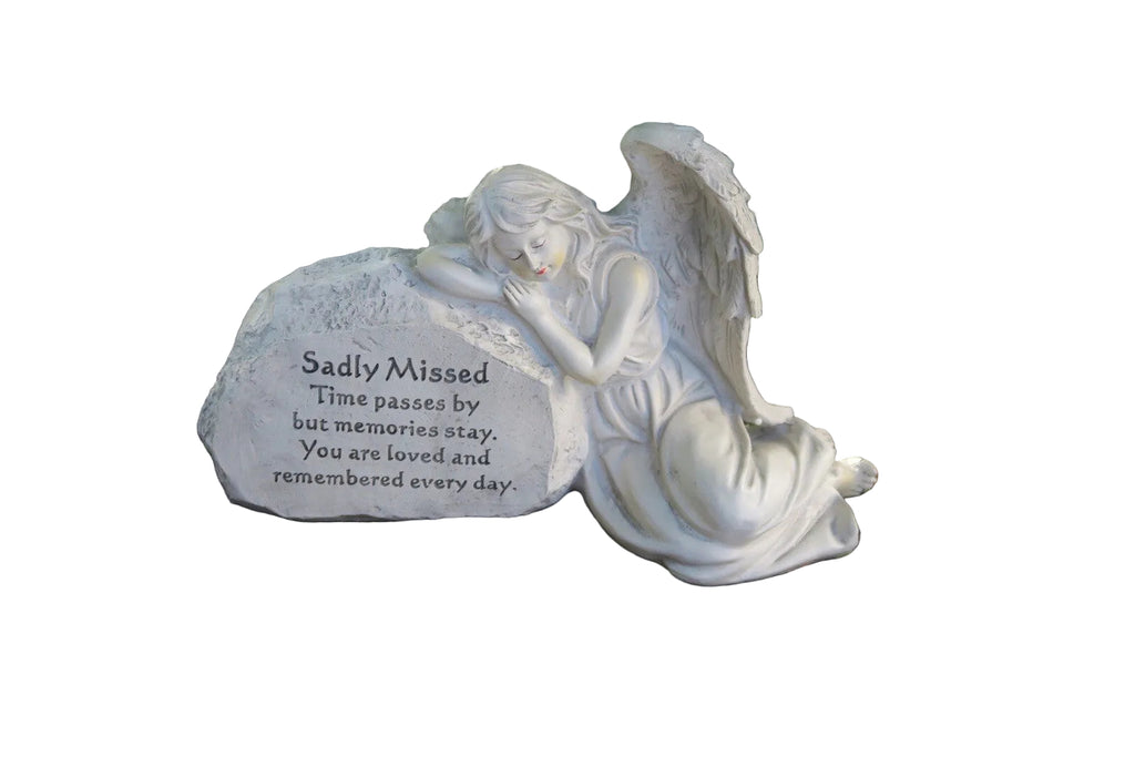 ❤️~Sadly Missed GUARDIAN ANGEL Memorial Statue Cemetery Plaque Figurine 30cms~❤️